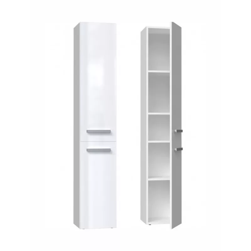 Szafka łazienkowa do przechowywania top e shop NEL II BIEL POŁ — wolnostojąca, 5 półek, 310×300×1740 mm, biała