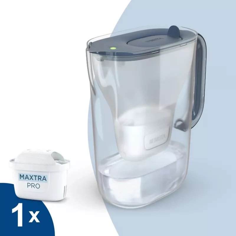 Dzbanek filtrujący wodę BRITA Style Essential 2,4 l grafitowy — dzbanek z wkładem MAXTRA, Smart Light, 1,4 l przefiltrowanej wody