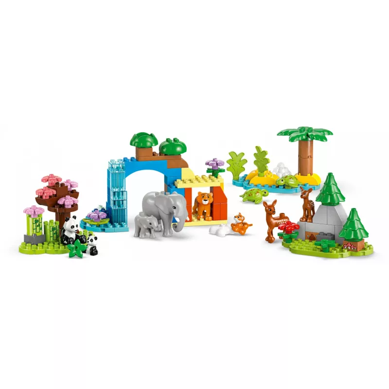 Zestaw LEGO DUPLO Town Rodziny Dzikich Zwierząt 3-w-1 10446 — 92 elementy, wiek 2+, 200×220×340 mm