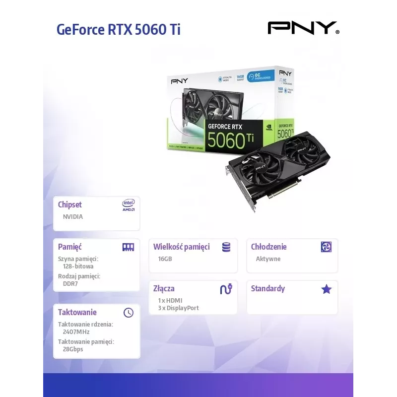 Karta graficzna PNY GeForce RTX 5060 Ti 16 GB GDDR7