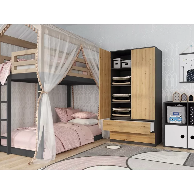 Topeshop SZAFA MALWA AN/AR K bedroom wardrobe/closet 5 shelves 2 drzwi(s)