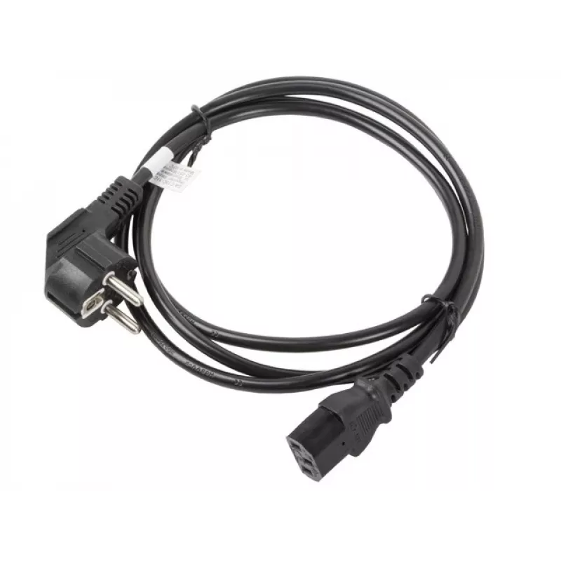 Kabel zasilający LANBERG CA-C13C-11CC-0018-BK — 1.8 m, złącze C13 do CEE7/7, kątowe C13