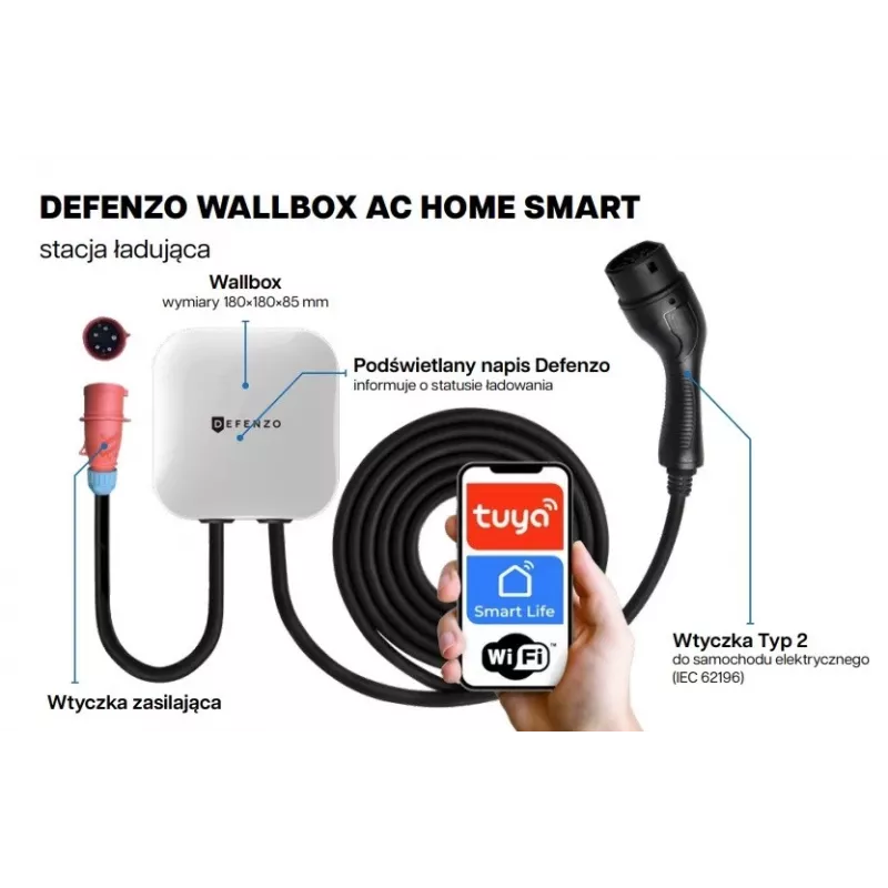 Defenzo Wallbox Home AC11 Inteligentna ładowarka do samochodów elektrycznych