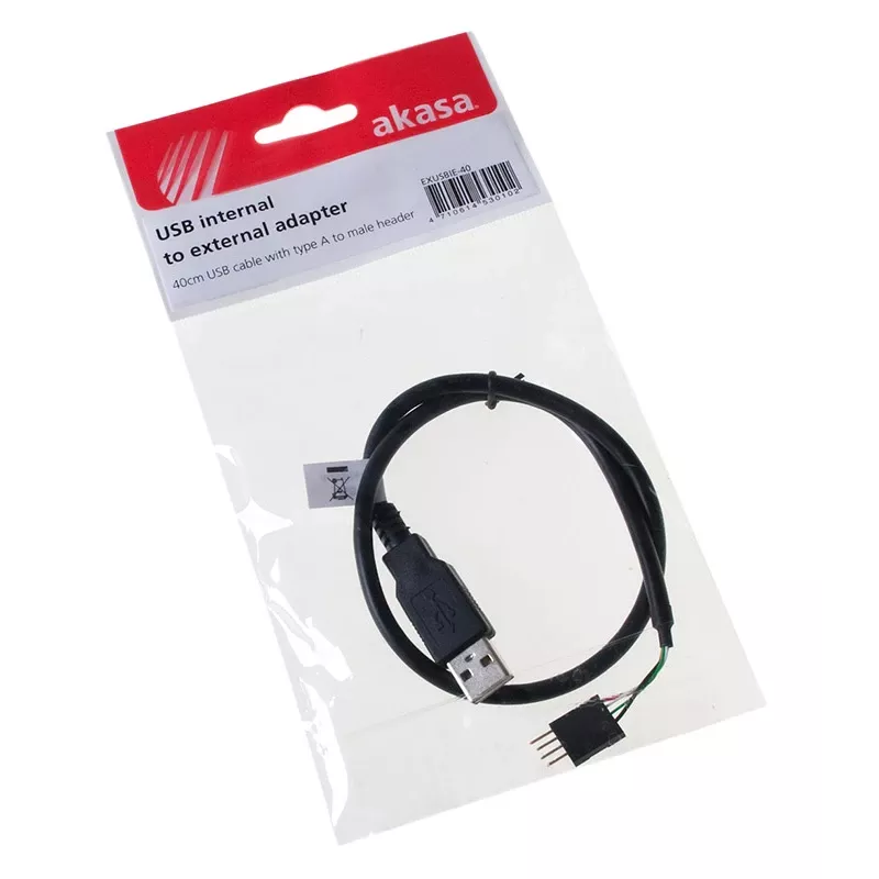 Kabel USB Akasa 0,4 m USB A Czarny