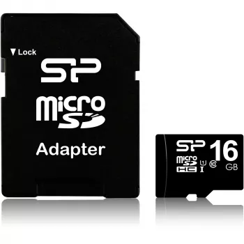 Karta pamięci MicroSDHC Silicon Power 16 GB Class 10 UHS-I U1 40 MB/s, wodoodporna, czarna