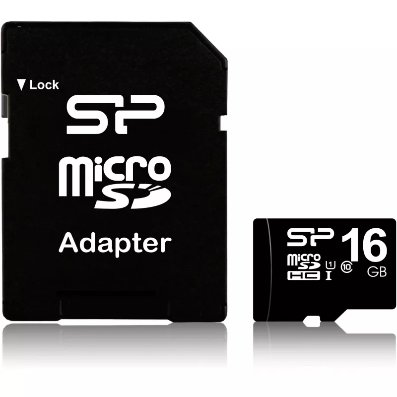 Karta pamięci MicroSDHC Silicon Power 16 GB Class 10 UHS-I U1 40 MB/s, wodoodporna, czarna