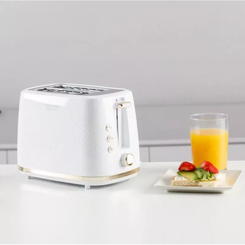 Toster Taurus TO800P 2-kromkowy 800 W Biały z przyciskami i pokrętłem