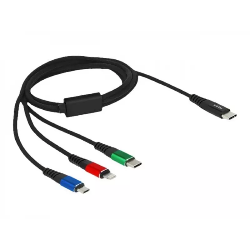 Kabel ładujący DeLOCK 3 w 1 USB Type-C na Lightning Micro USB 1 m