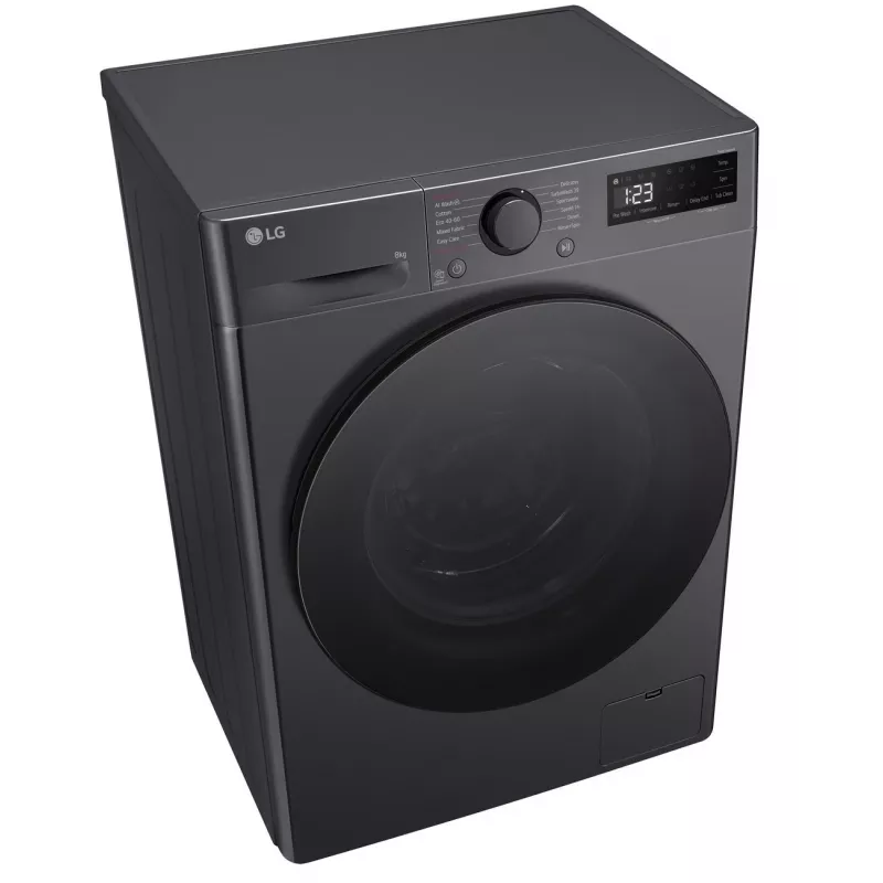 Pralka LG F2WR508S2M — ładowanie od przodu, 8 kg, 1200 obr./min, A efektywność, 60×48 cm, LED, middle Czarny