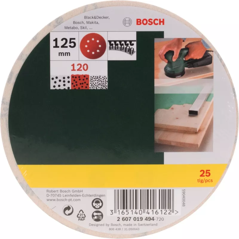 Zestaw akcesoriów szlifierskich Bosch 2 607 019 494 — opakowanie 25 arkuszy/akcesoriów szlifierskich