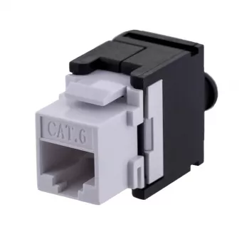 Keystone jack A-LAN MKB-U6-1 — RJ45 U/UTP Cat6, 22/26 AWG, obudowa ABS czarno-biała