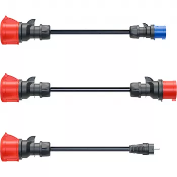 go-e Adapterset Gemini flex 22 kW. Kabelfarbe: Schwarz, Anschluss1 Formfaktor: Gerade, Anschluss2 Formfaktor: Gerade. Maximaler Betriebsstrom (dreipha