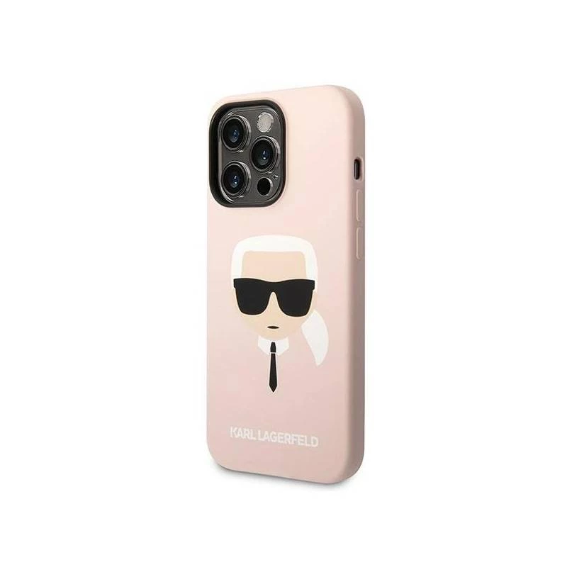 Karl Lagerfeld KLHMP14XSLKHLP iPhone 14 Pro Max 6.7 etui silikonowe jasnoróżowe / jasnoróżowe z głową Karla Magsafe