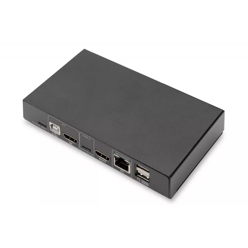 DIGITUS DS-12901 - Przełącznik KVM/Audio/USB - 4K 30 Hz, wejście USB-C/USB/HDMI, wyjście HDMI, sieć