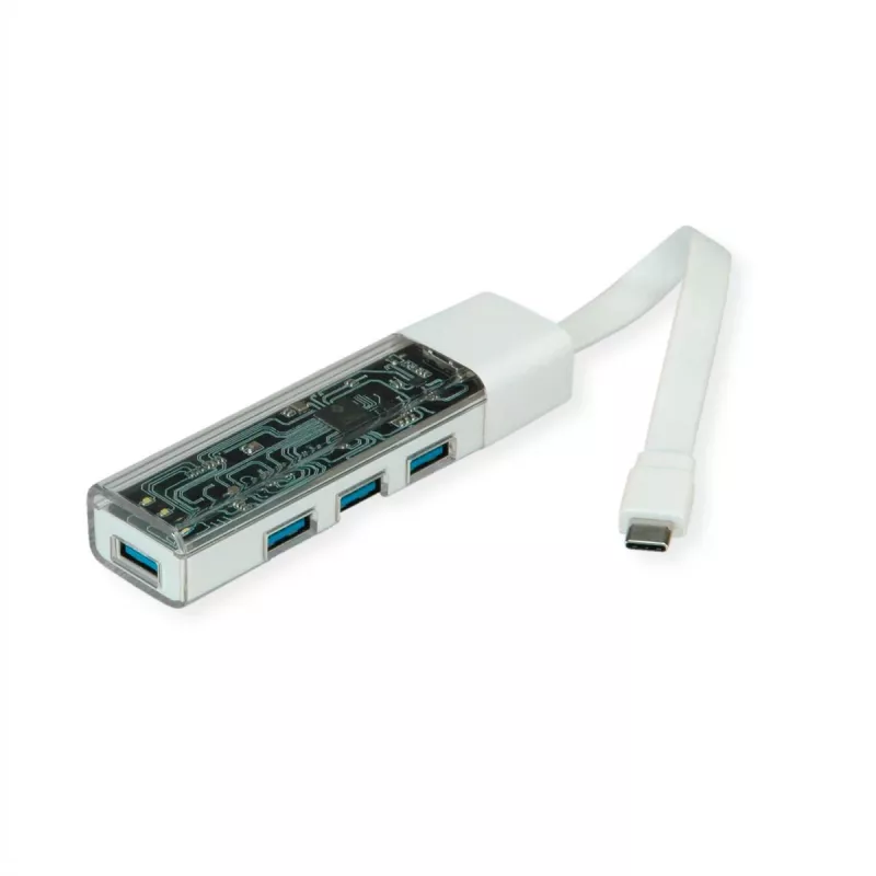 ROLINE mobilny hub USB 3.2 Gen 1, 4-portowy, kabel połączeniowy Type A+C