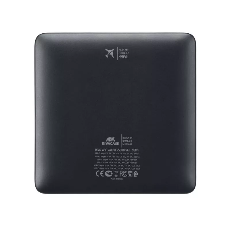 Powerbank Rivacase VA1091 — 25800 mAh, całkowita moc wyjściowa 100 W, porty USB