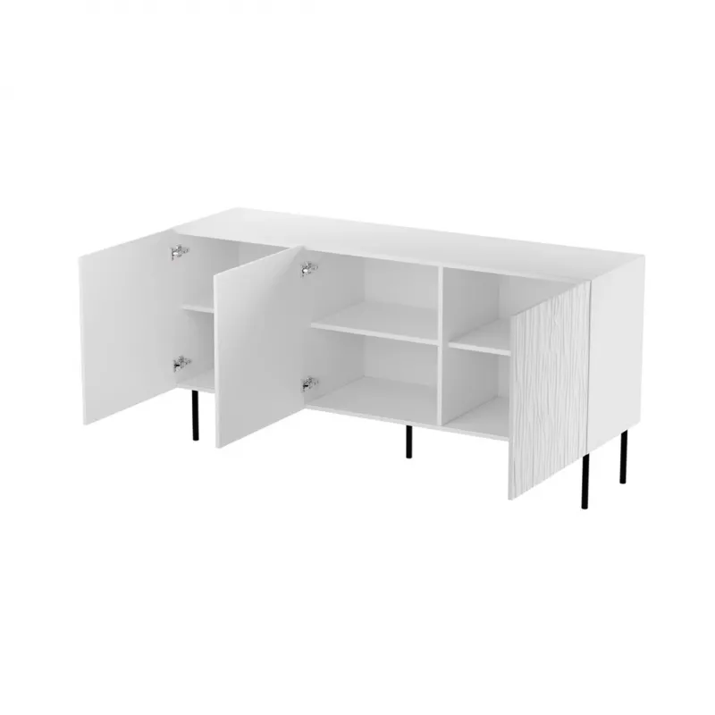 Szafka komoda Cama meble JUNGLE 152x40,5x74,5 cm biały mat z czarnymi nogami