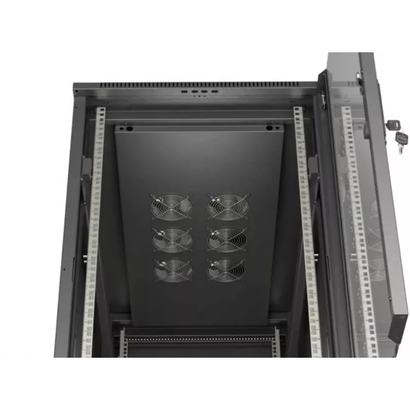 Szafa rack LANBERG FF01-6222-12B 22U 600x1200 mm czarna z przeszklonymi drzwiami przednimi i tylnymi