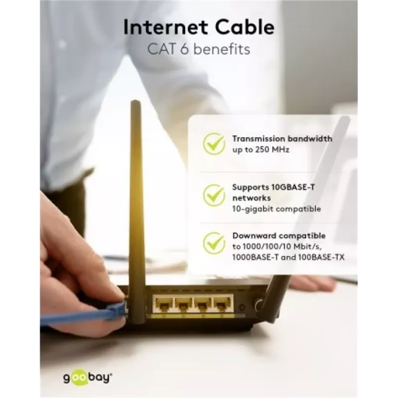 Kabel sieciowy Goobay CAT 6 Patch kabel RJ-45 Cat6 15m Biały