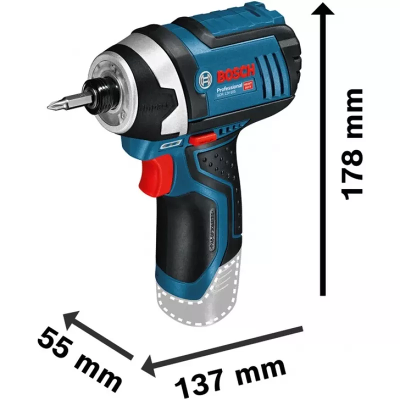 Bosch GDR 12V-105 Professional 2600 RPM Czarny, Niebieski, Czerwony