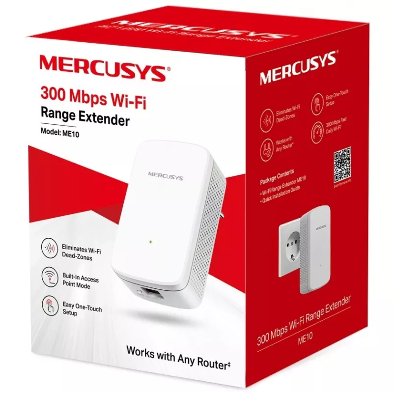 Mercusys ME10 V1 Wzmacniacz sygnału WiFi Montebar i wall