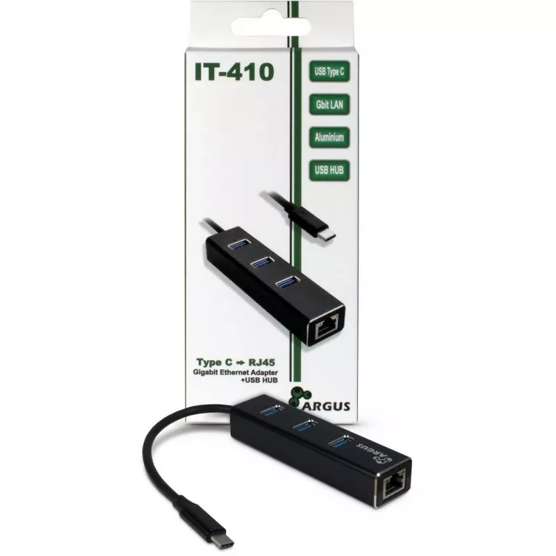 Inter-Tech Argus IT-410 - Hub - 3 x SuperSpeed USB 3.0 + 1 x 10/100/1000 - Desktop (88885440)