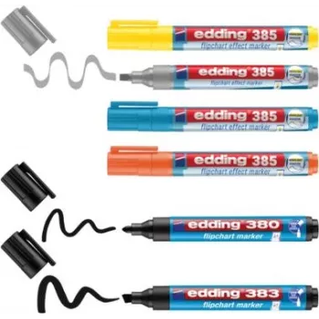 Markery do flipchartów Edding 385/380/383 kolory mieszane 1,0–5,0 mm, zestaw 6 szt.