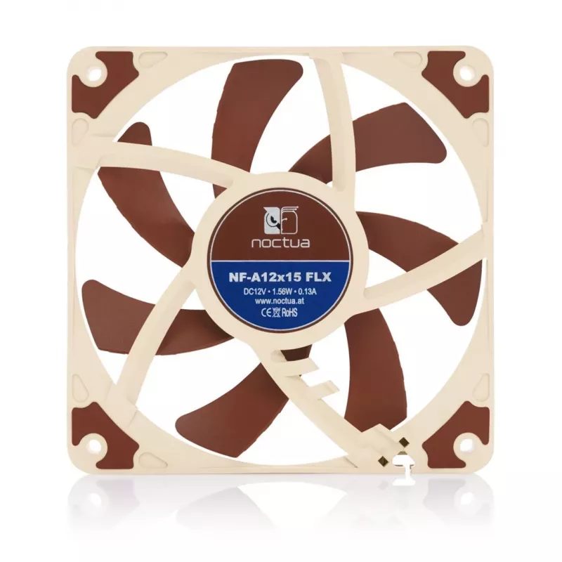 Wentylator Noctua NF-A12x15 FLX — 120 mm cienki wentylator obudowy PC 15 mm, 12 V, 1850 RPM, 94,2 m³/h, 23,9 dB, 3-pin