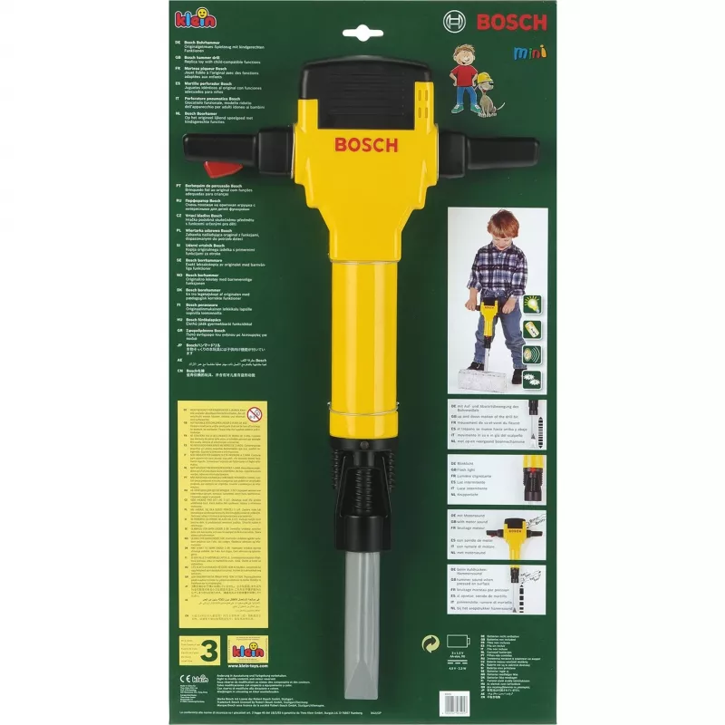 Theo Klein 8405 Bosch Młot wyburzeniowy I Zasilany bateriami Ruch w górę i w dół wiertła I Z dźwiękiem silnika i migającym światłem I Wymiary: 28 cm x 7 cm