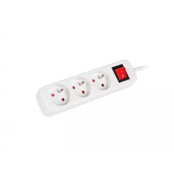 Przedłużacz sieciowy LANBERG PS1-03E-0300-W — kabel 3 m, 3 gniazda typu E, biały, do użytku wewnętrznego