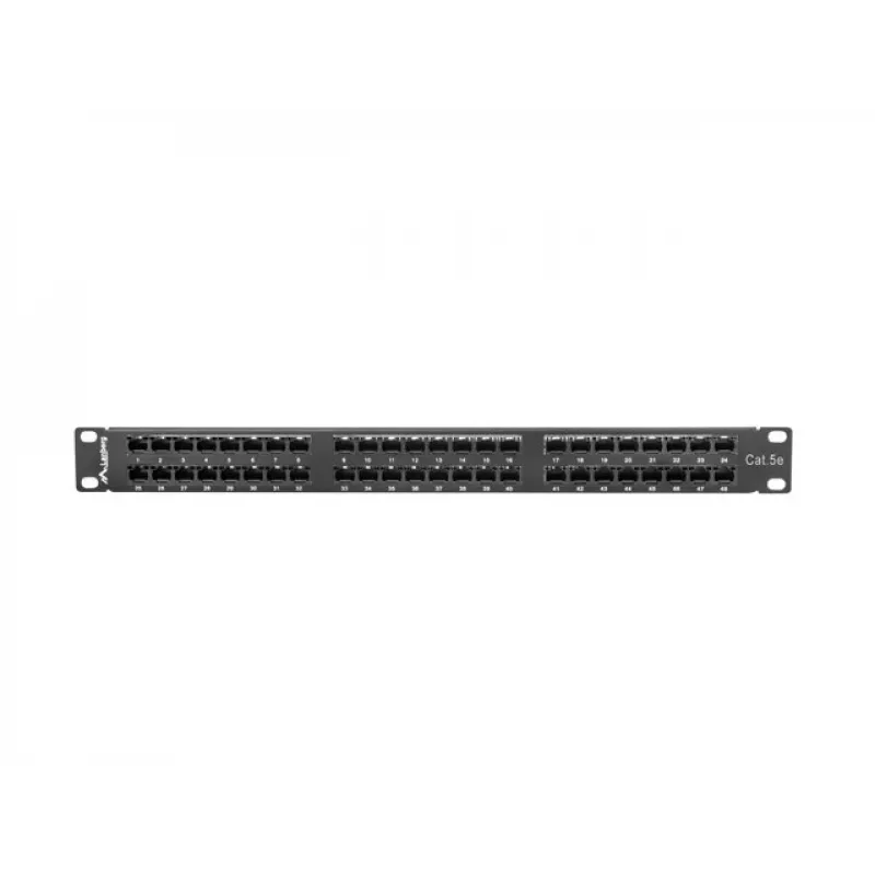 Patch panel LANBERG PPU5-1048-B 1U, 48 portów Cat5e, czarny, 445×102×44,5 mm