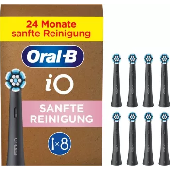 Końcówki wymienne Oral-B iO Gentle Clean 8 szt., czarne — do wrażliwych miejsc i pielęgnacji dziąseł