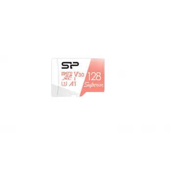 Karta microSDXC Silicon Power Superior 128 GB UHS‑I Klasa 10 U3 V30, 100/80 MB/s, biała/brzoskwiniowa