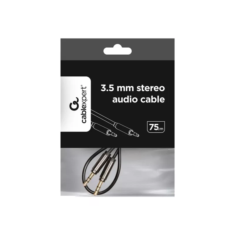 Gembird Kabel CCAP-444-0.75M (Mini Jack M - Mini Jack M, 0,75m, Kolor Czarny) Kabel Audio 3.5mm Czarny (CCAP-444-0.75M)