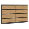 Komoda Top e shop M8 140 ANT/ART — 8 szuflad, Antracyt/Dąb, 1380×400×970 mm, Płyta wiórowa