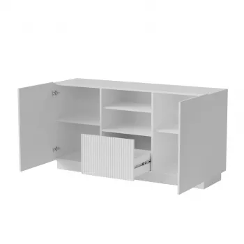 Komoda Cama Meble LIVERTI 150x42x78 cm, biała, płyta wiórowa, 1 szuflada