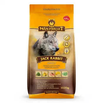 Sucha karma dla psów Wolfsblut Jack Rabbit 12,5 kg — bezzbożowa, smak królika, 28% białka, 19% tłuszczu