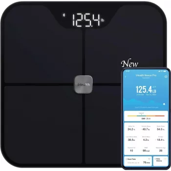 Waga analityczna iHEALTH Nexus Pro HS2SPRO — bezprzewodowa, maks. obciążenie 181 kg, pomiar BMI, czarna