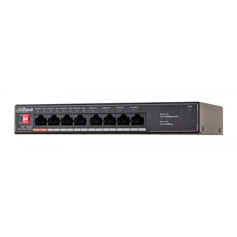 Dahua Technology PoE SF1008LP Unmanaged L2 Fast Ethernet (10/100) Power over Ethernet (PoE) Czarny