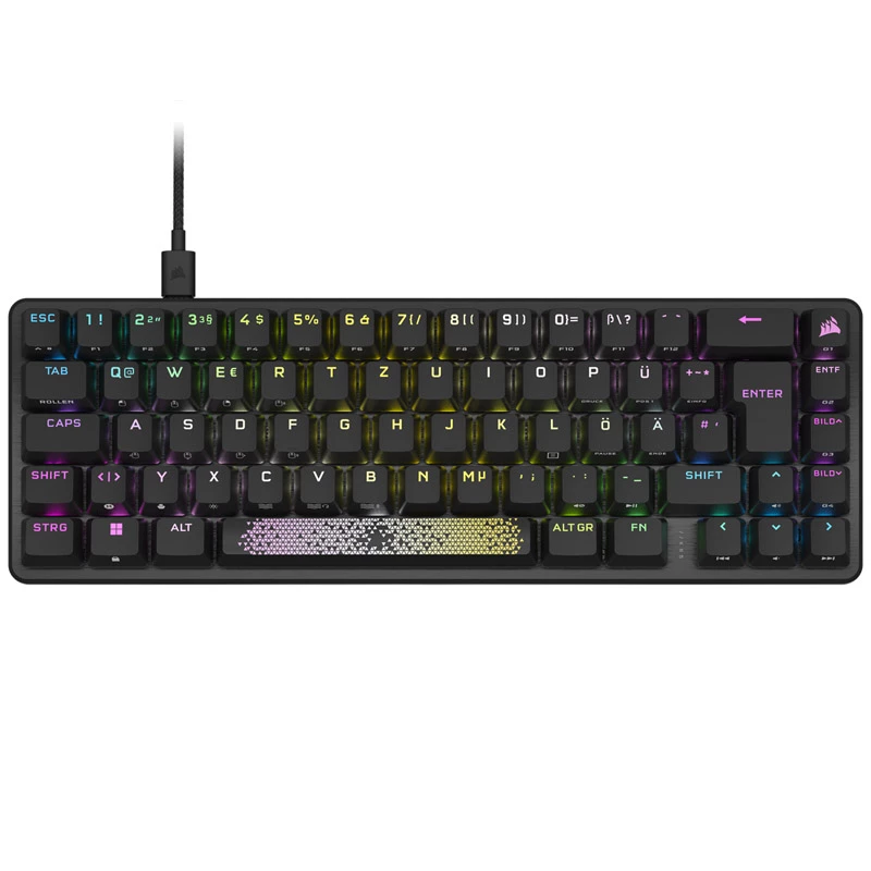 Klawiatura Corsair K65 PRO MINI do gier, USB, QWERTZ, niemiecka, czarna