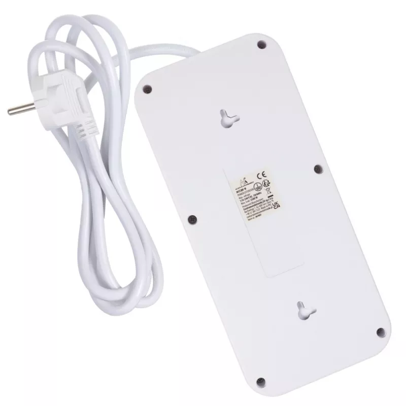 Listwa zasilająca MACLEAN MCE389 W — 6 gniazd, 4×USB-A, 1×USB-C, 2500 W, 110–240 V, przewód 1,5 m, biały
