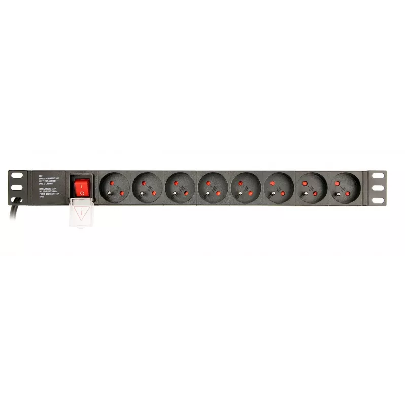 EnerGenie EG-PDU-014-F Rack Power Distribution Unit (8 gniazd FR, 1U, 16 A, wtyczka Schuko, 3 m, kolor czarny)