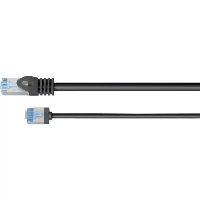 Goobay Ultra-Flexible CAT 6A Patch kabel cienki U/FTP Czarny - extra-short plug (74320)