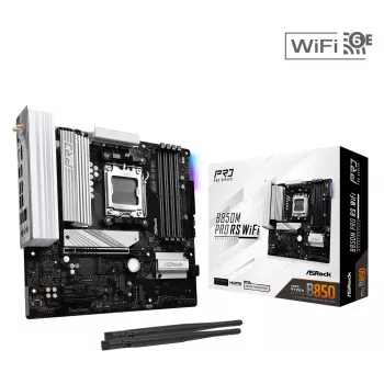 Płyta główna ASRock B850M Pro RS WiFi — AMD B850, Socket AM5, microATX, DDR5, 4 DIMM, 256GB, Wi‑Fi 6E, 2.5Gb LAN, 3x M.2