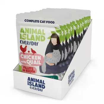 ANIMAL ISLAND Kurczak z filetami z przepiórki w bulionie - mokra karma dla kotów - 12x85g
