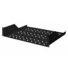 Digitus | Półka stała 2U do szaf rack | DN-19 TRAY-2-SW | Czarna | Idealna do przechowywania komponentów nieprzystosowanych do standardu 483 mm (19 inch). Smukła konstrukcja zajmująca miejsce 2 jednostek wysokości. Łatwy i szybki montaż oraz demontaż. Wymiary