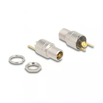 DeLOCK złącze DC 5.5 x 2.5 mm żeńskie, przepustowe, wersja do lutowania, 20 V 15 A