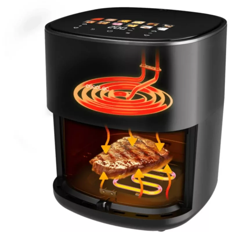 Gorące powietrze frytownica Cecotec Cecofry&Grill Duoheat 6500, 6,5 l, 2200 W, dotykowy LCD, czarny