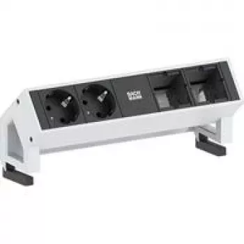 Gniazdo elektryczne Bachmann 902211 — 2x gniazda Schuko (typ F) AC, aluminium i tworzywo sztuczne, czarno-białe
