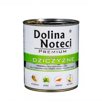 Mokra karma dla dorosłych psów dolina noteci Premium z dziczyzną (dzik) 800 g, puszka, 12% białka, 7% tłuszczu